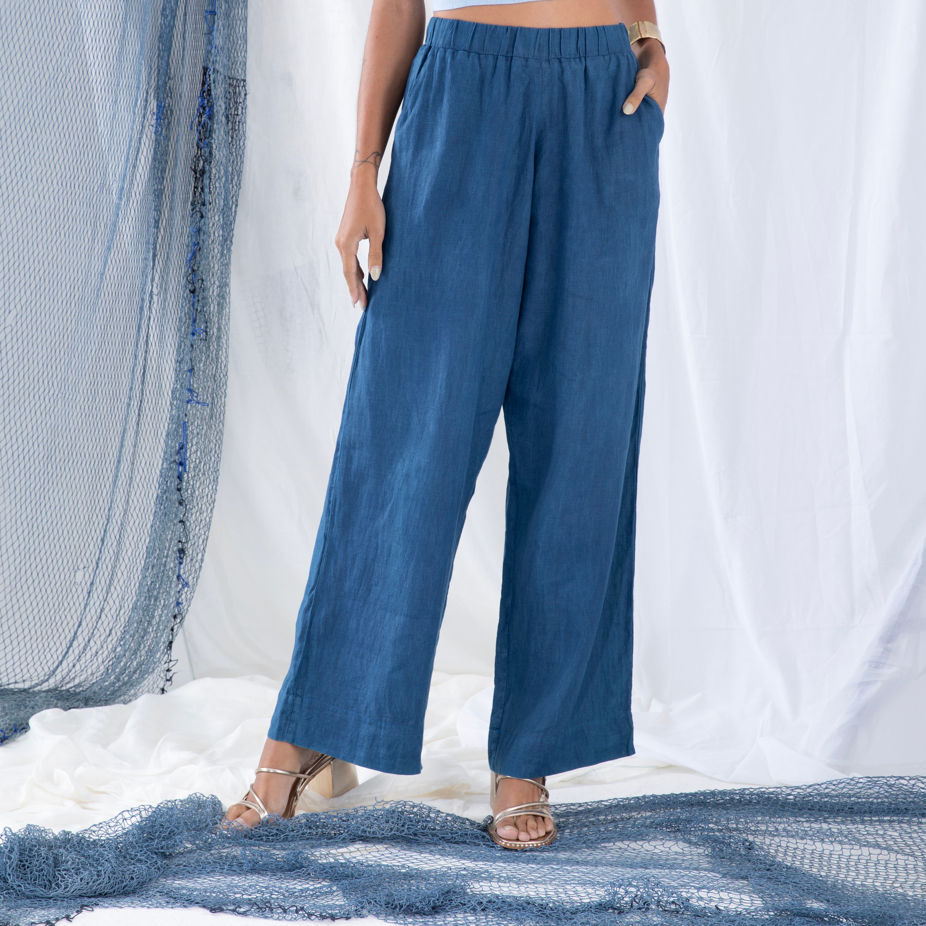 Calça com Elástico em Linho NAVEGAR