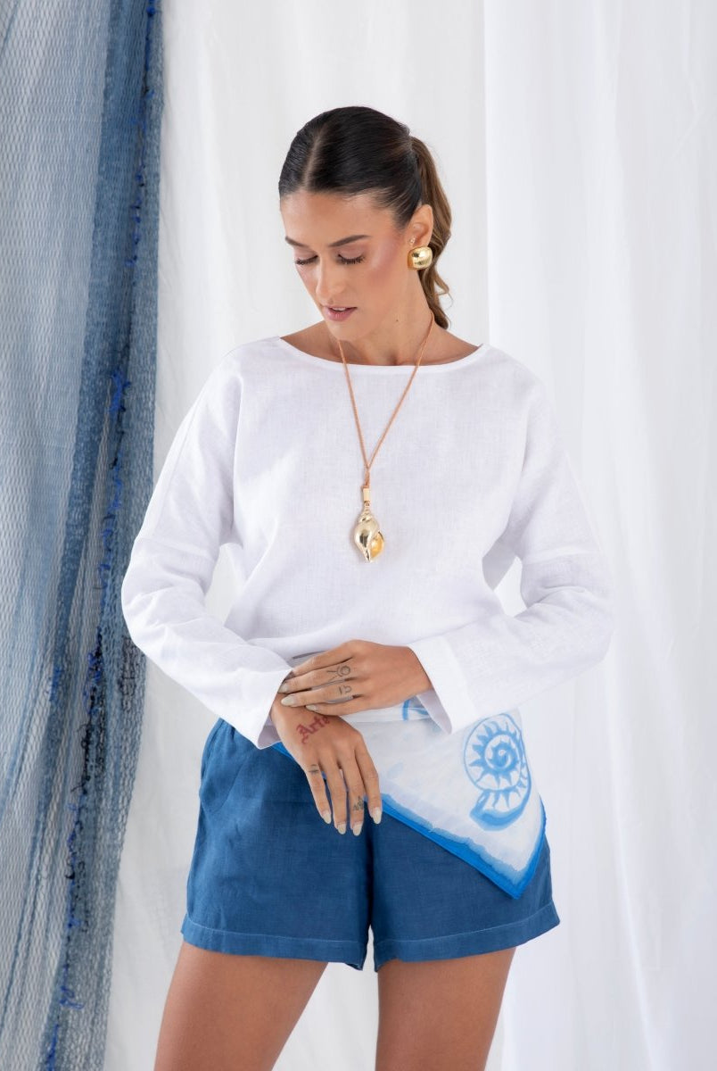 Shorts em Linho BEIRA MAR - Villa Dharma Rouparia Consciente