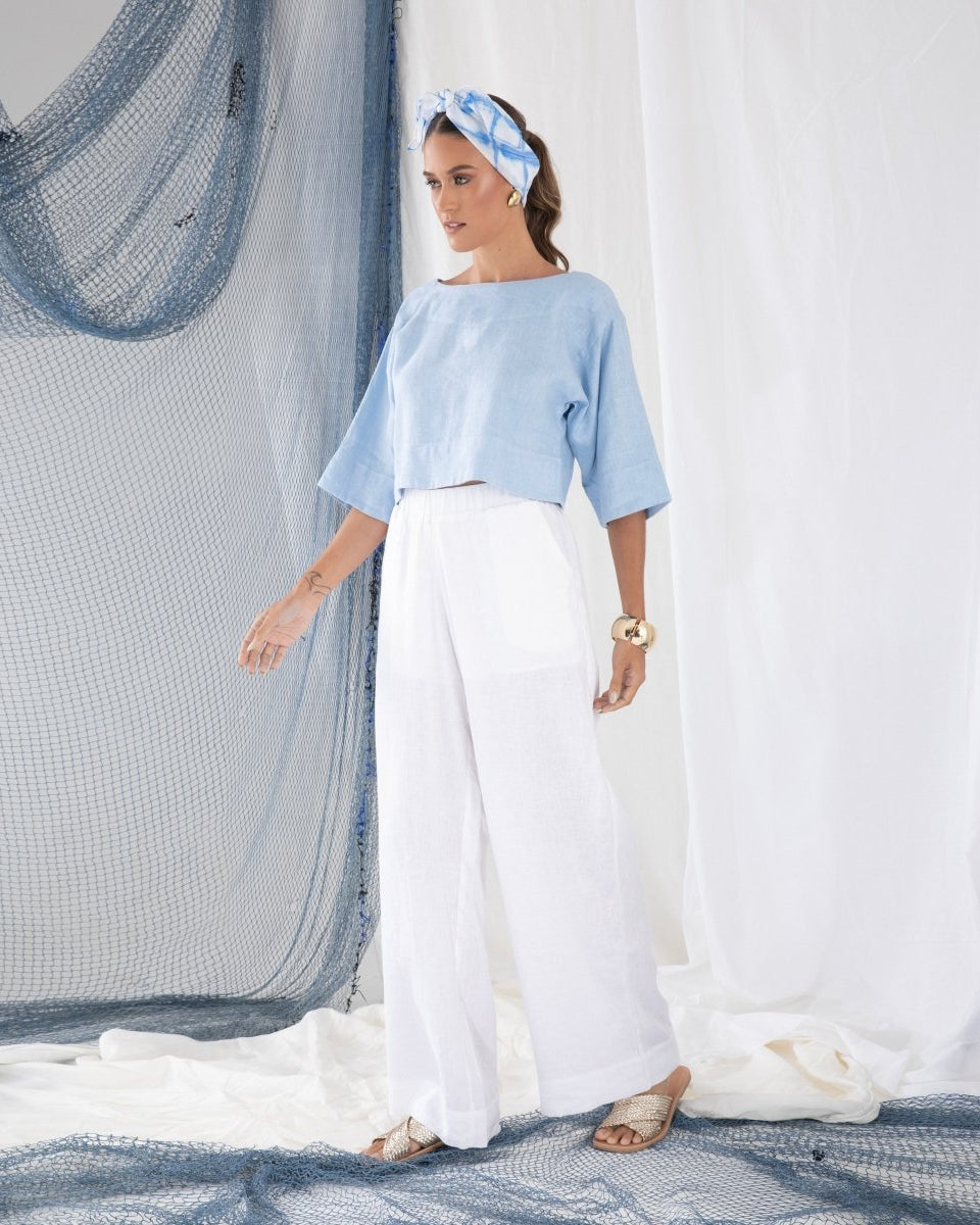 Blusa Manga 3/4 em Linho MARESIA - Villa Dharma Rouparia Consciente