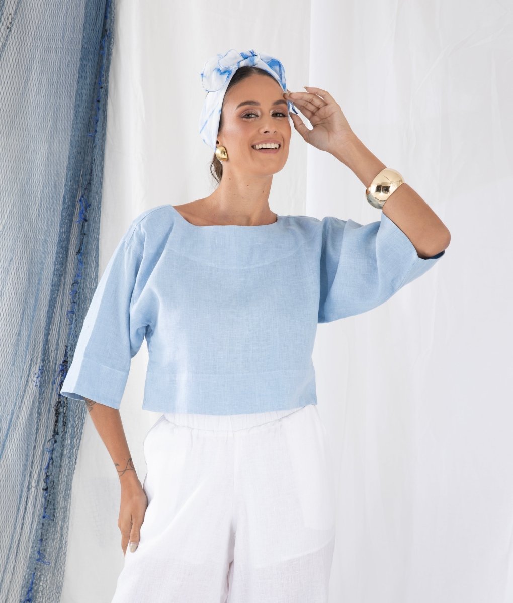 Blusa Manga 3/4 em Linho MARESIA - Villa Dharma Rouparia Consciente