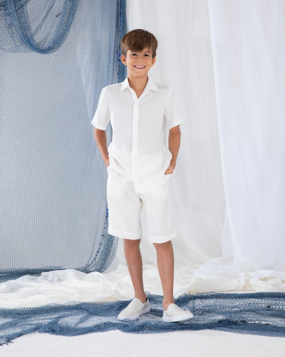 Bermuda Infantil em Linho MARINO - Villa Dharma Rouparia Consciente