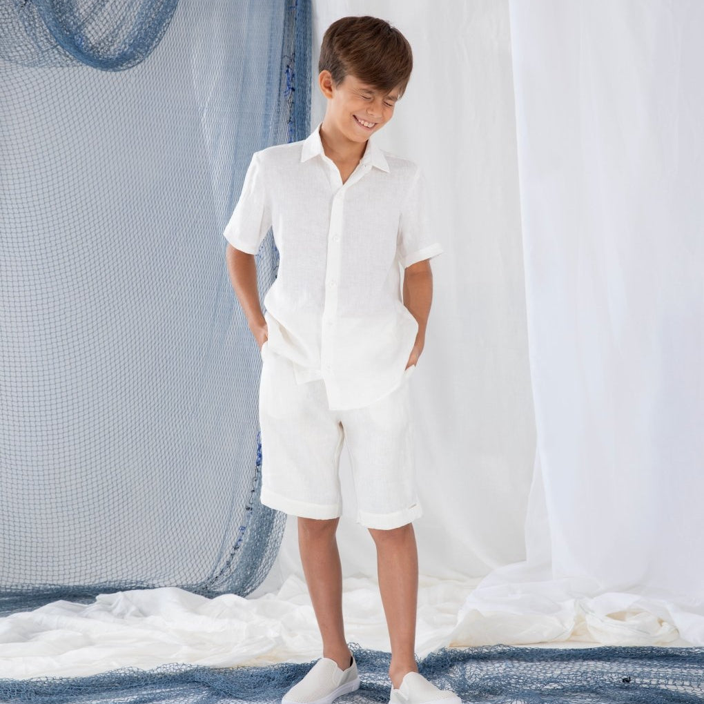 Bermuda Infantil em Linho MARINO - Villa Dharma Rouparia Consciente