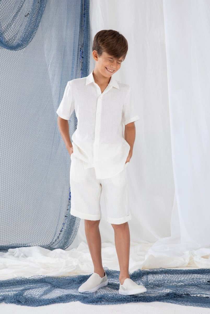 Bermuda Infantil em Linho MARINO - Villa Dharma Rouparia Consciente