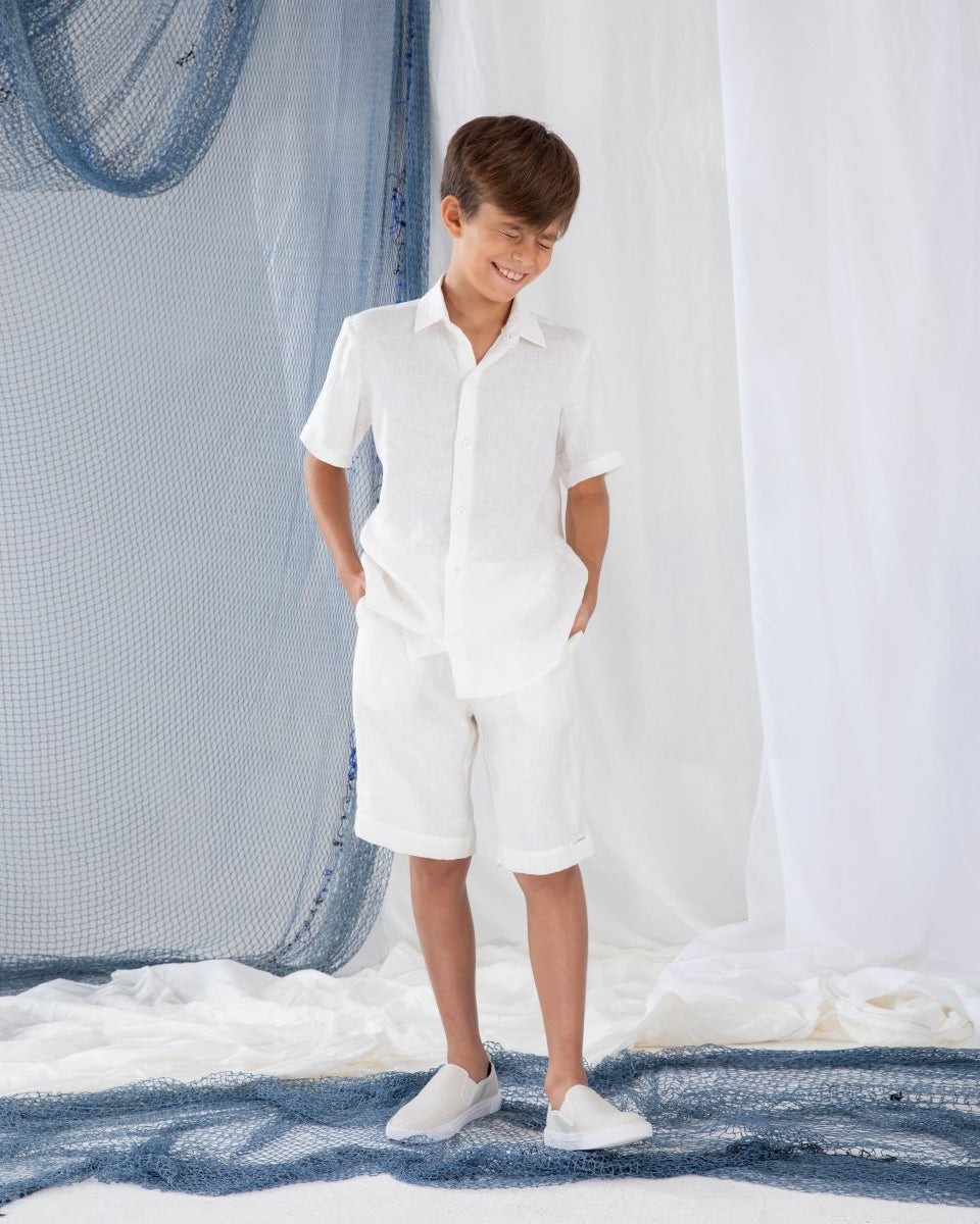 Bermuda Infantil em Linho MARINO - Villa Dharma Rouparia Consciente