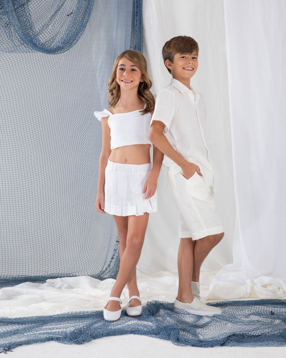 Conjunto Top Babado e Shorts Saia Infantil INAÊ - Villa Dharma Rouparia Consciente