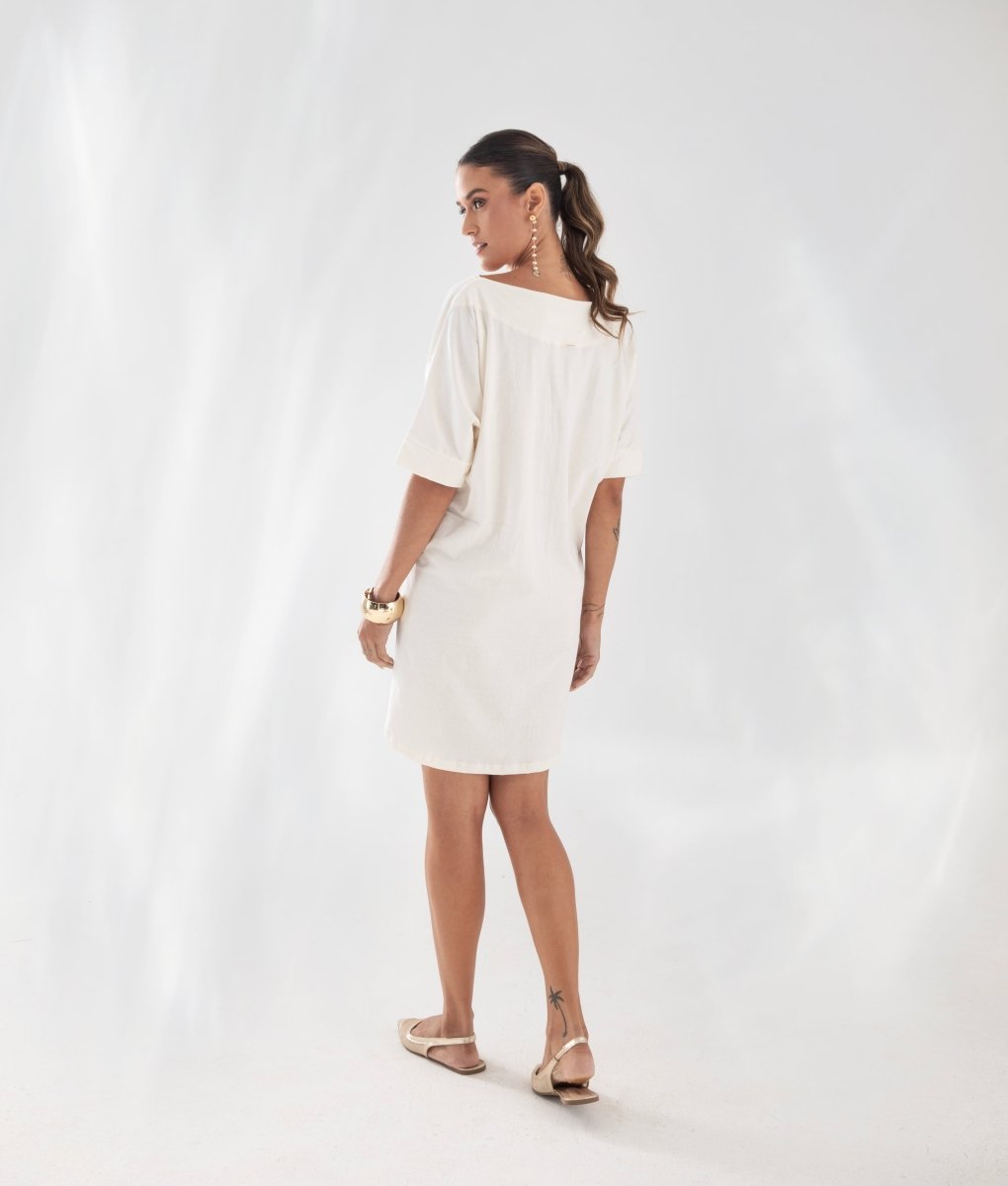 Maxi Vestido em Algodão Orgânico Pintado à Mão OCEANO - Villa Dharma Rouparia Consciente