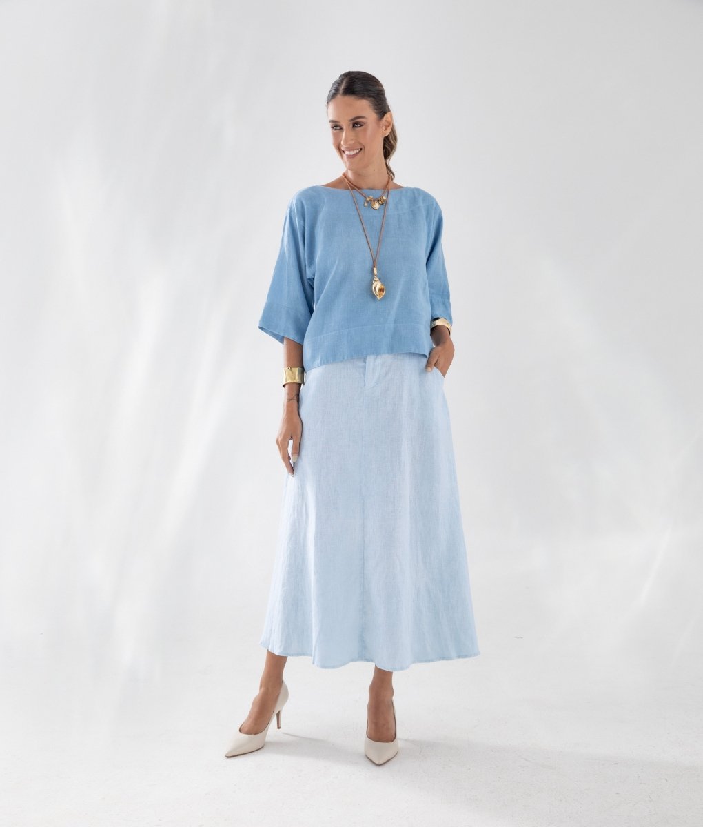 Blusa Manga 3/4 em Linho MARESIA - Villa Dharma Rouparia Consciente