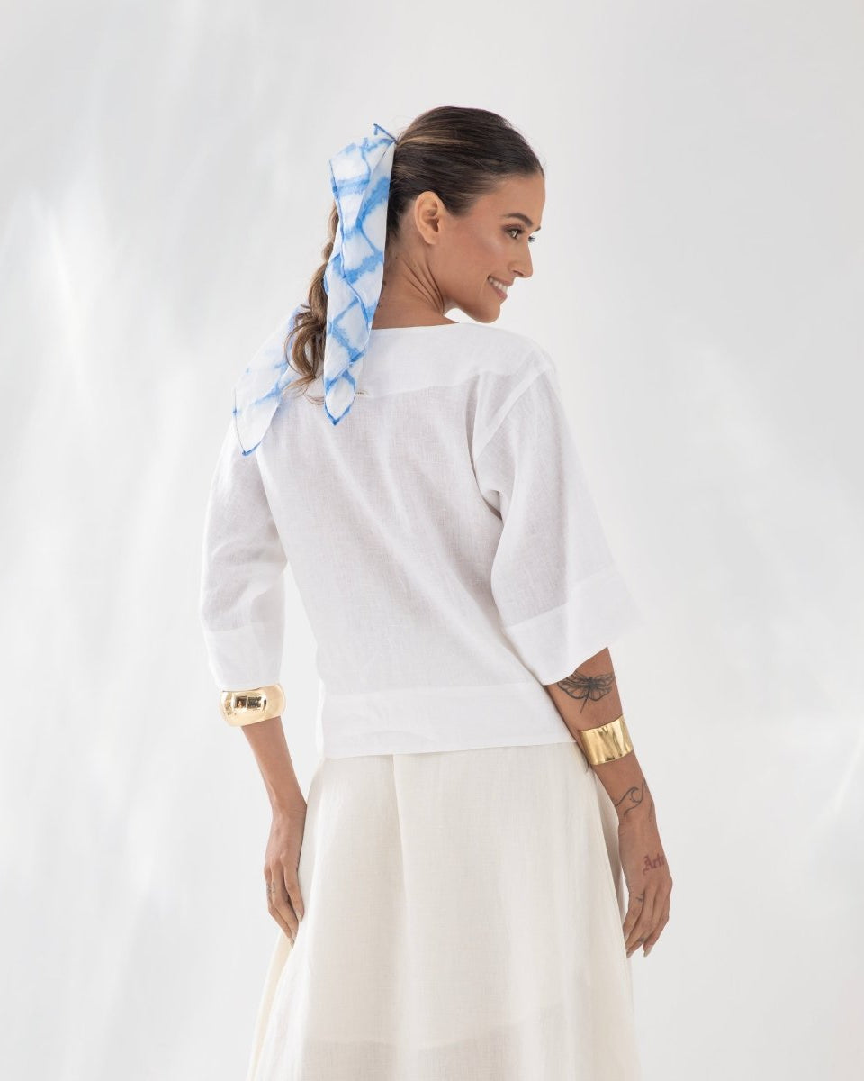 Blusa Manga 3/4 em Linho MARESIA - Villa Dharma Rouparia Consciente