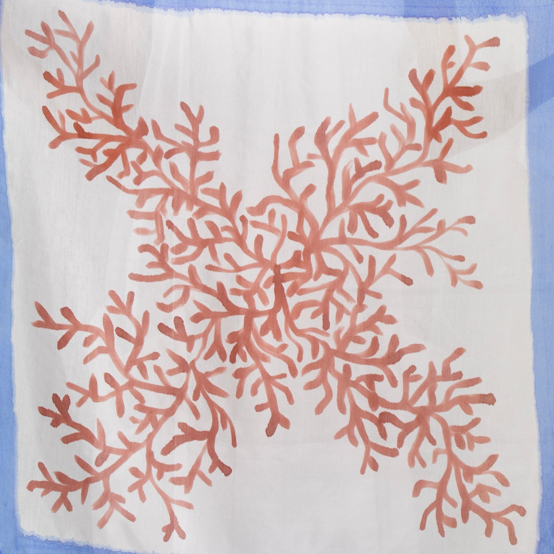 Hand painted silk pareo scarf ATLÂNTICO