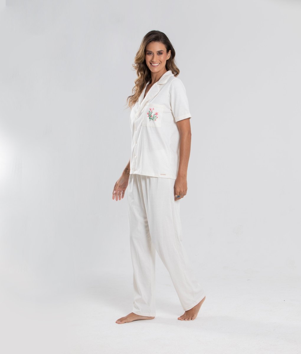 Conjunto Pijama Longo em Algodão Orgânico RENOVAR - Villa Dharma Rouparia Consciente
