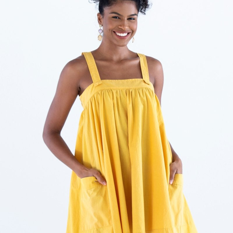 Vestido Bata com Bolsos em Tricoline COLORIR - Villa Dharma Rouparia Consciente