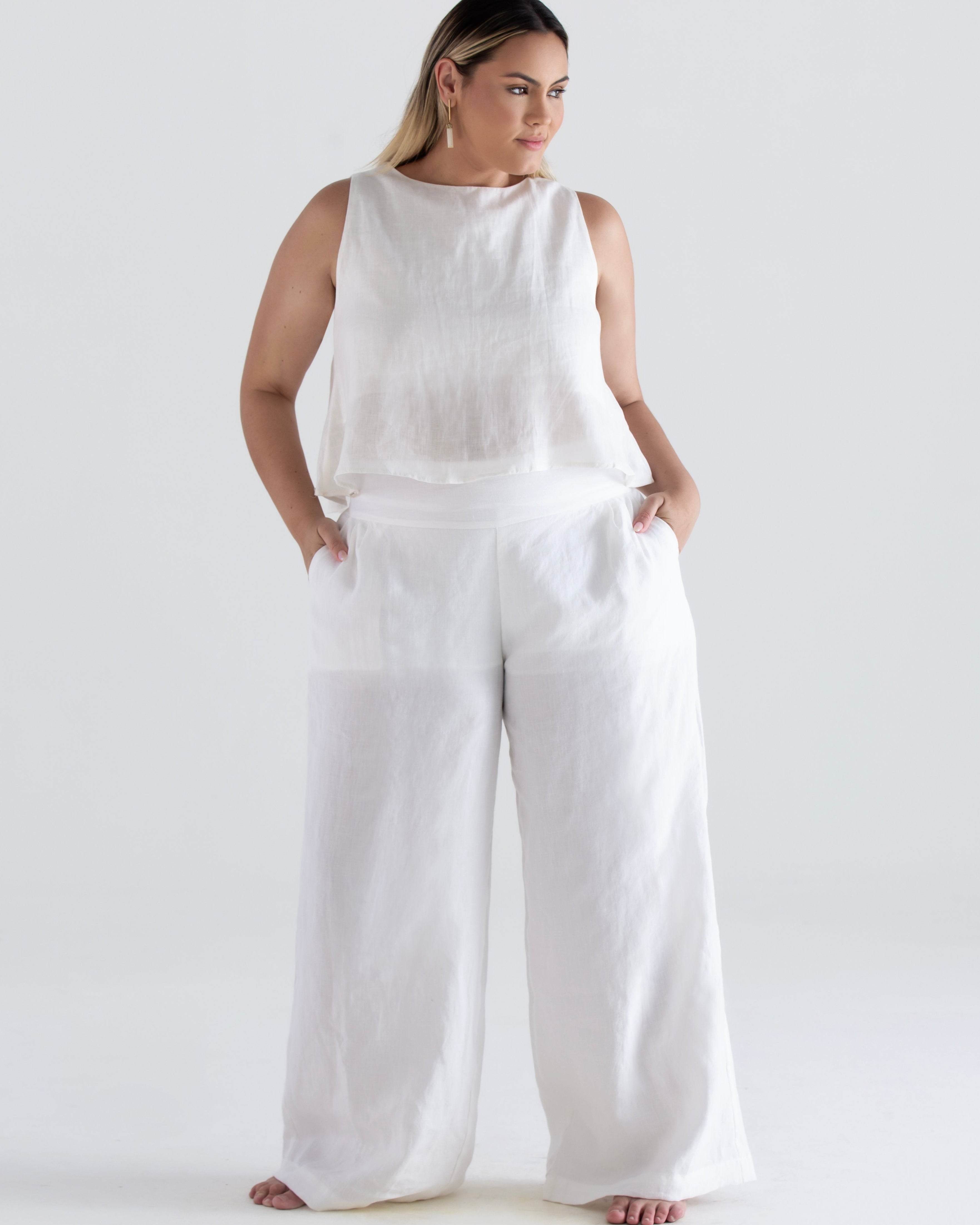 Blusa-Bata-e-calca-em-Linho-sustentavel-atemporal-branca-offwhite