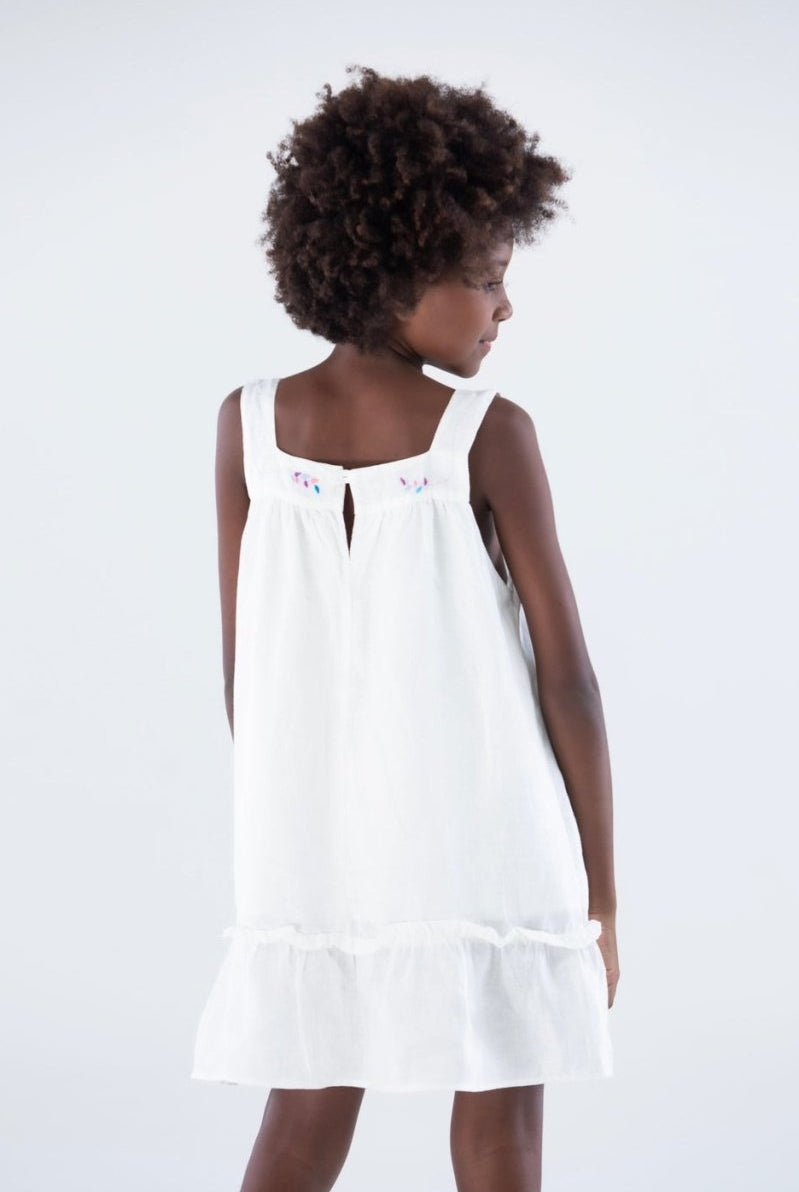 Vestido Infantil com Bordado em Linho CRIAR - Villa Dharma Rouparia Consciente