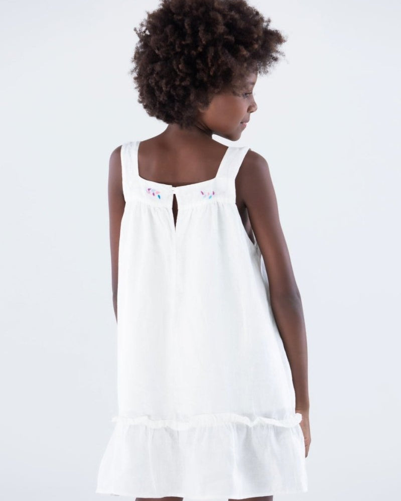 Vestido Infantil com Bordado em Linho CRIAR - Villa Dharma Rouparia Consciente