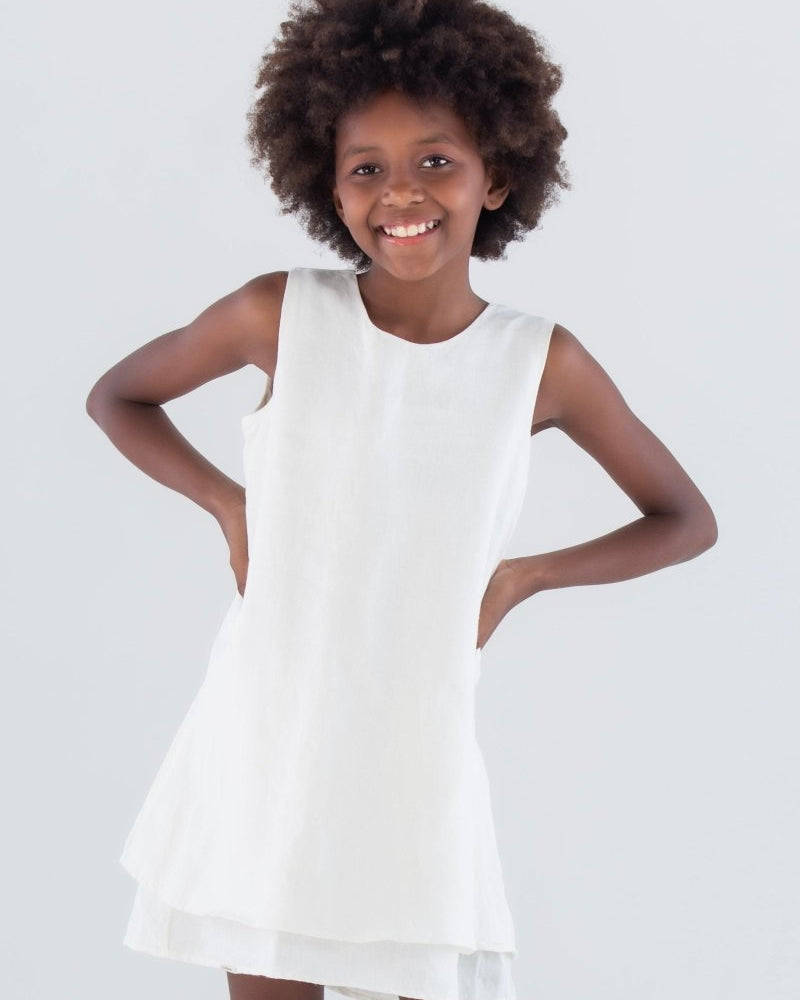 Vestido Infantil em Camadas em Linho CONSIDERAR - Villa Dharma Rouparia Consciente