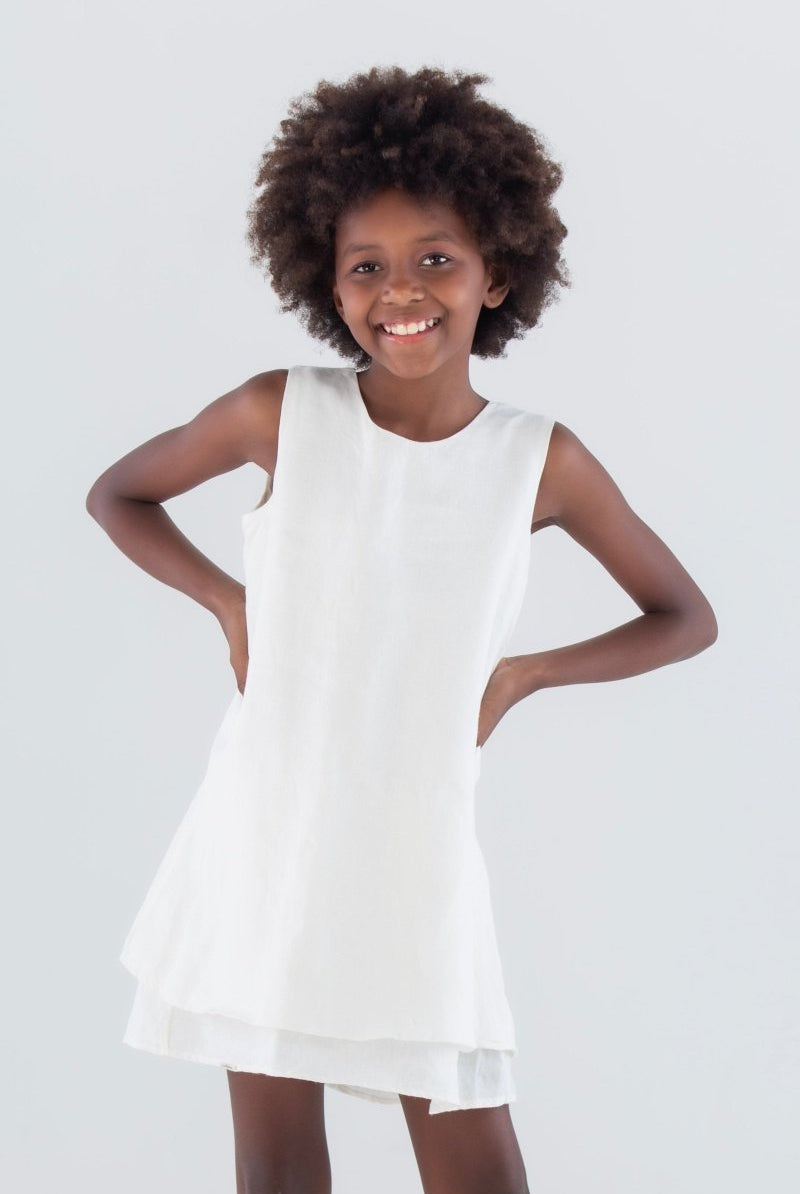 Vestido Infantil em Camadas em Linho CONSIDERAR - Villa Dharma Rouparia Consciente