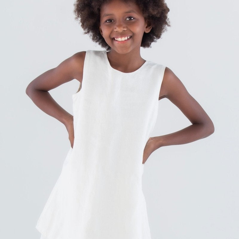 Vestido Infantil em Camadas em Linho CONSIDERAR - Villa Dharma Rouparia Consciente
