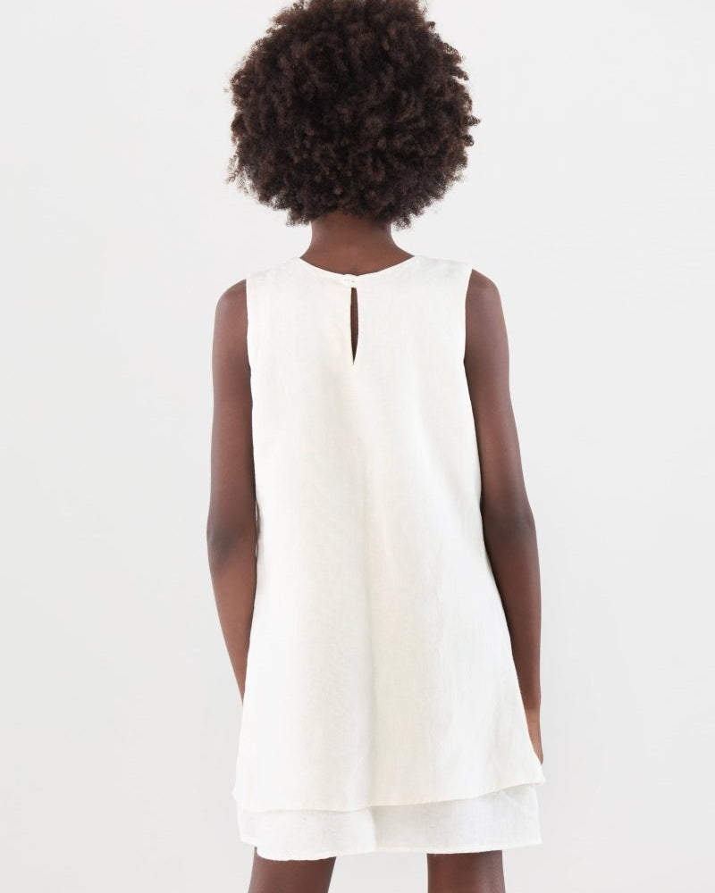 Vestido Infantil em Camadas em Linho CONSIDERAR - Villa Dharma Rouparia Consciente
