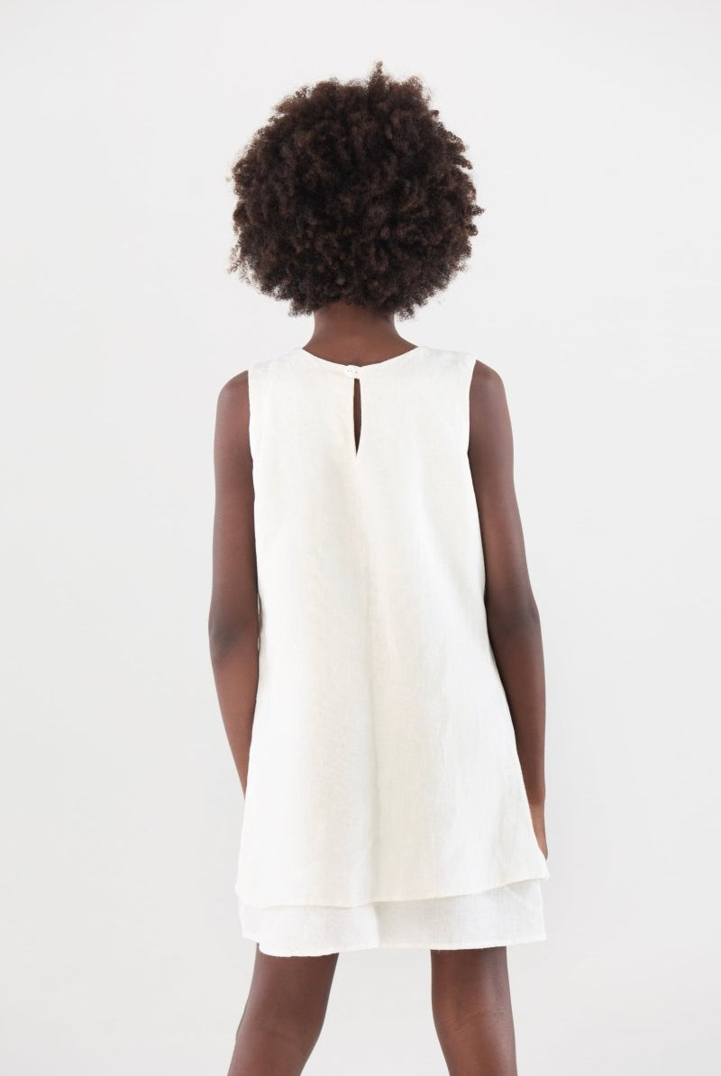 Vestido Infantil em Camadas em Linho CONSIDERAR - Villa Dharma Rouparia Consciente