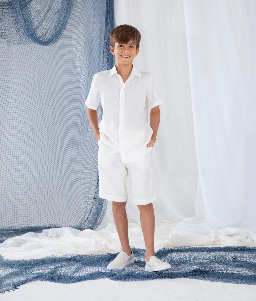 Bermuda Infantil em Linho MARINO - Villa Dharma Rouparia Consciente