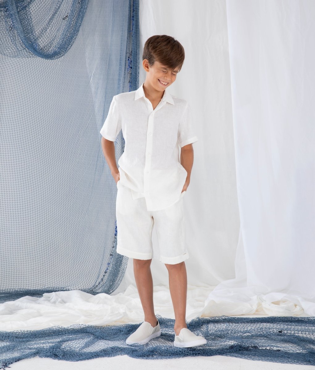Bermuda Infantil em Linho MARINO - Villa Dharma Rouparia Consciente
