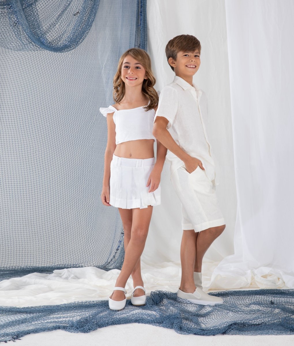 Conjunto Top Babado e Shorts Saia Infantil INAÊ - Villa Dharma Rouparia Consciente