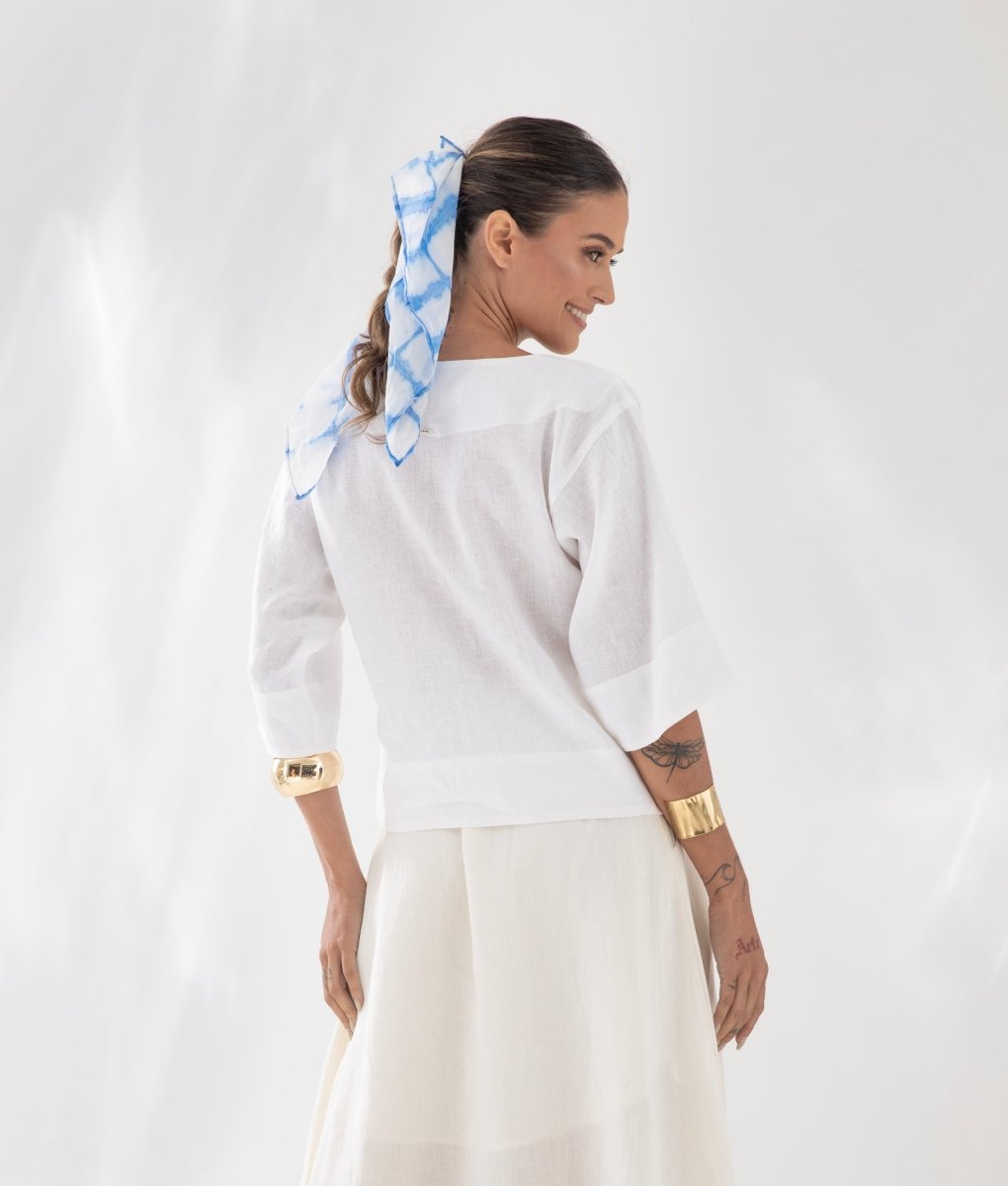 Blusa Manga 3/4 em Linho MARESIA - Villa Dharma Rouparia Consciente