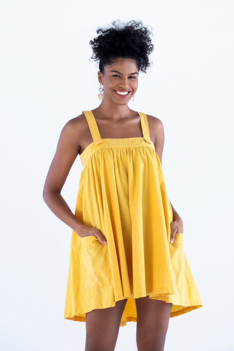 Vestido Bata com Bolsos em Tricoline COLORIR - Villa Dharma Rouparia Consciente