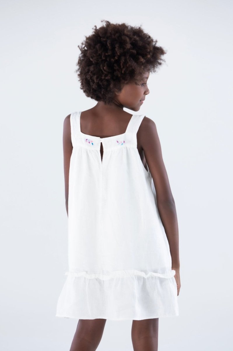 Vestido Infantil com Bordado em Linho CRIAR - Villa Dharma Rouparia Consciente