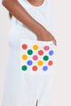 Sleeveless Dress in Organic Cotton Mesh Mangará Dots